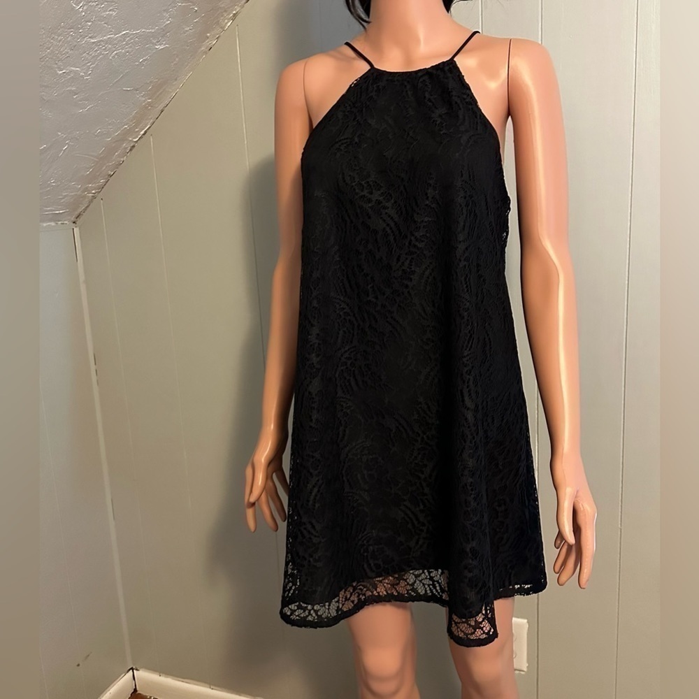 ZARA Black Lace Tank Mini Dress Size Small - Picture 4 of 10